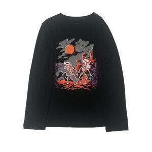 Cat & Jack Boys Long Sleeve Black Dinosaur Skeleton Halloween T-Shirt- M (8)